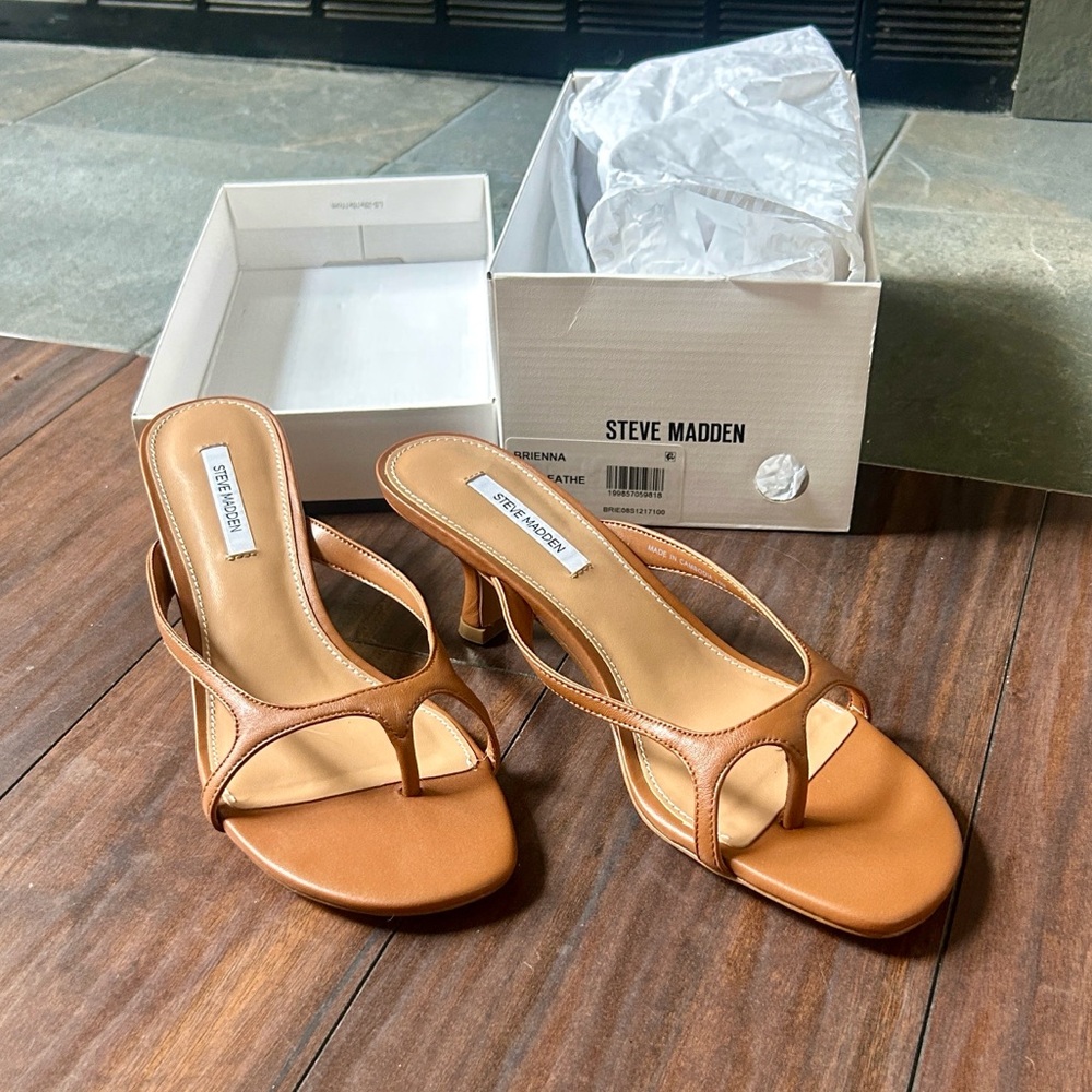 Steve Madden Tan Strappy Kitten Heel